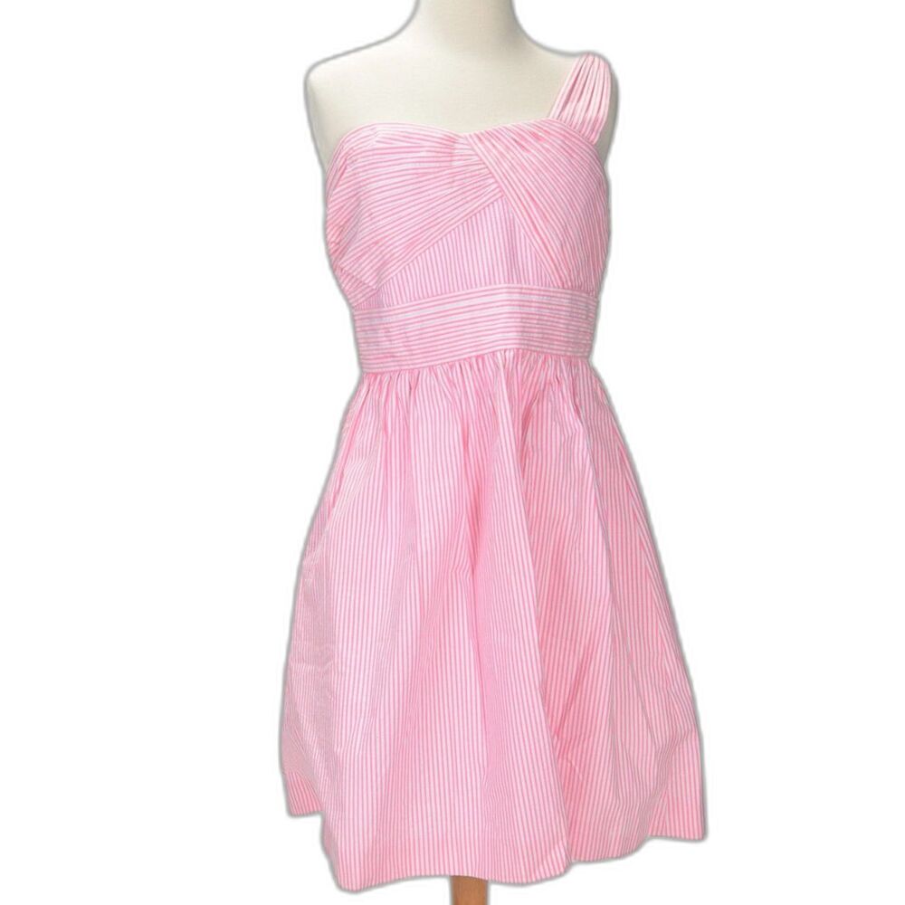 Lilly Pulitzer Addison One-Shoulder Dress Pink Coastal Preppy Chic Size 8